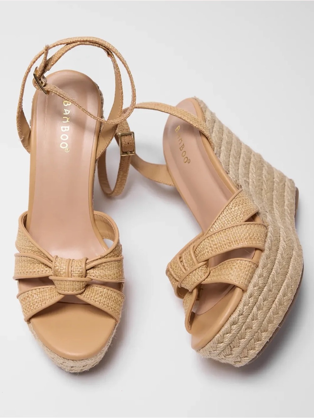 Avara Tasha Tan Woven Raffia Platform Wedge Espadrilles Sandals | NWT | 8
